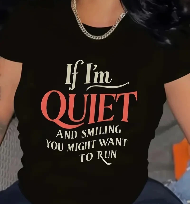 Women's Casual T-shirt Printed with The Slogan 