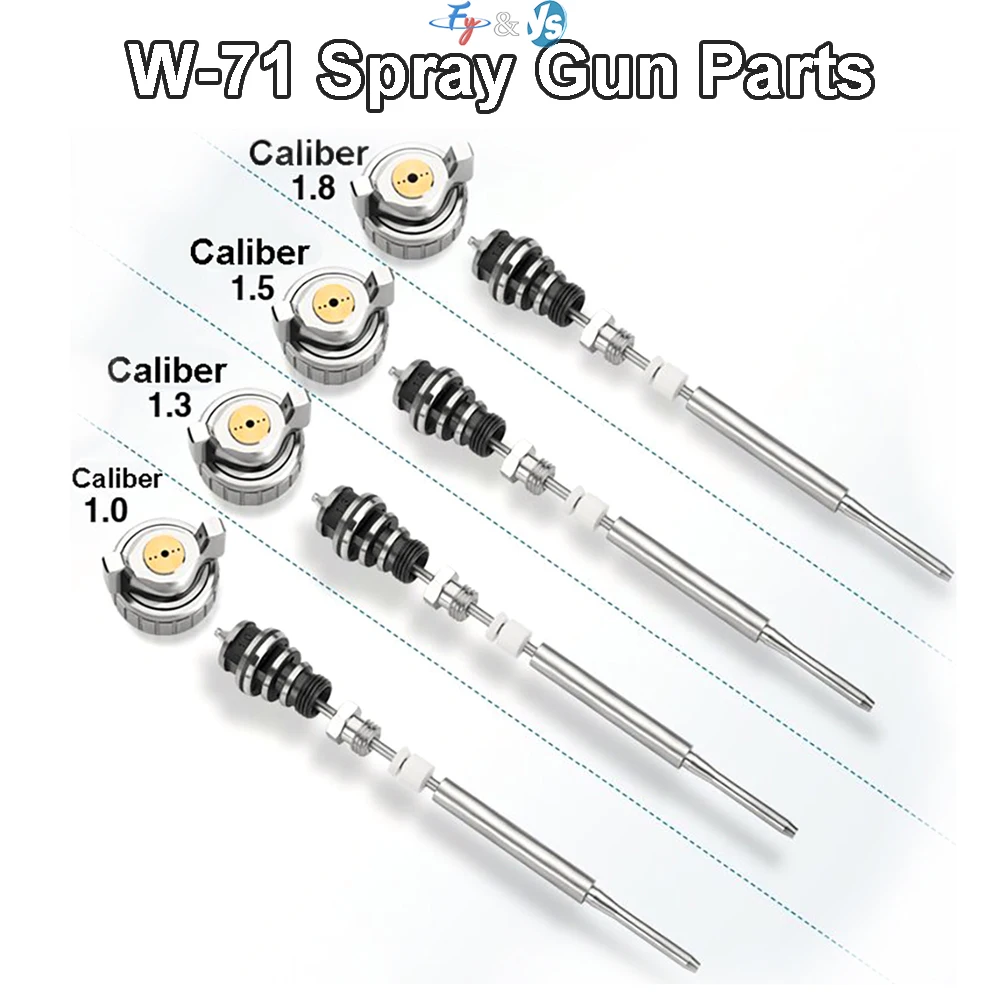 W71 W77 W101 Spray Gun Nozzle Set, 3-Piece Air Cap Fluid Needle Spray Tip Atomizing Head Painting Kit