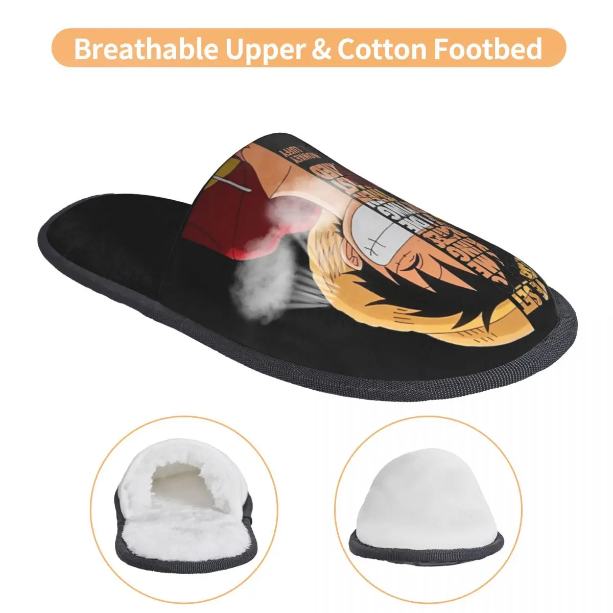 Macaco D Luffy Quotes One Piece Inverno Algodão Casa Chinelos Quarto Aconchegante Slides de Espuma de Memória Antiderrapante