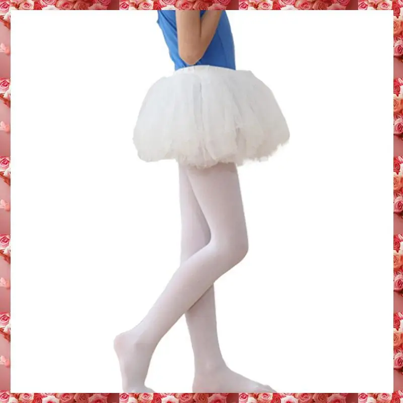 2X Weiße Kinder Mädchen Samt Ballett Strumpfhosen Tanz Socken Mikrofaser Socken Professionelle Tanz Leggings S