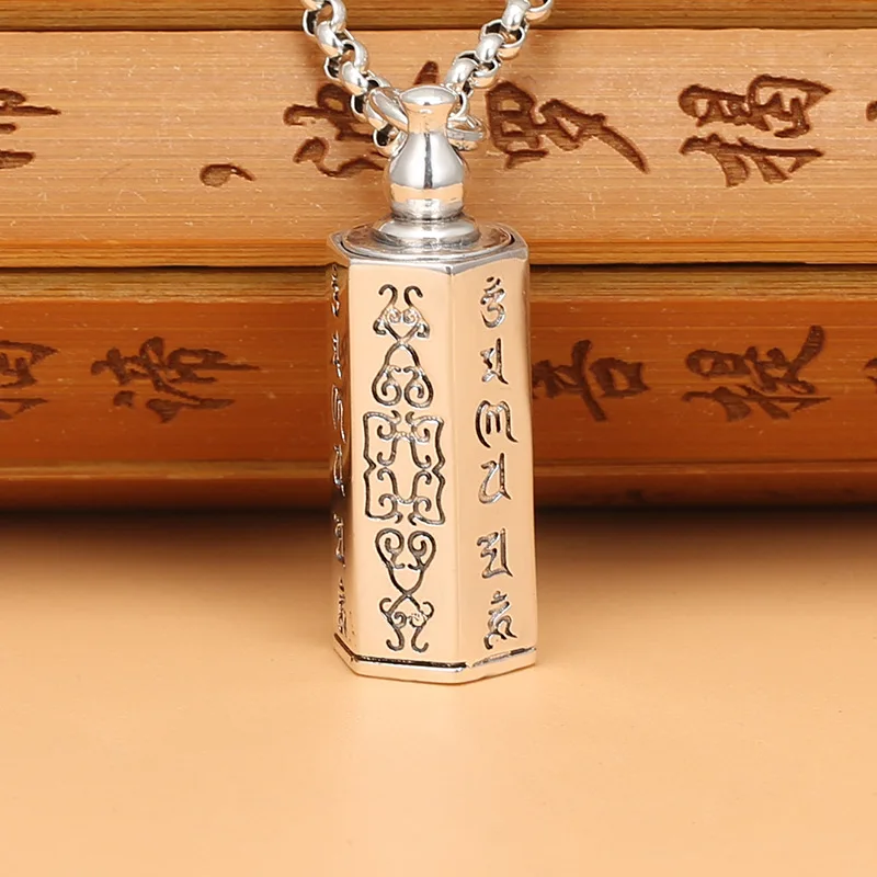 

Silver jewelry s990 pure silver retro ethnic style six words mantra pendant men and women can open pendant accessories