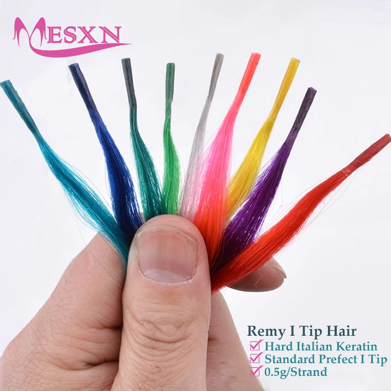 MESXN Color I Tip Hair Extension Straight Human Hair Extensions Capsule Keratin Natural Fusion Human Hair Extension Purple