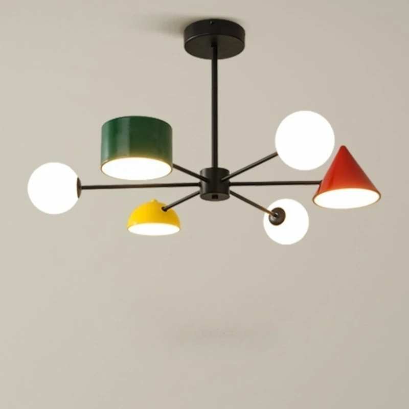 Creative Geometric Combination Pendant Light Foyer Bedroom Led Lights Childrens Room Decor Cartoon Building Block Hanging Lamps
