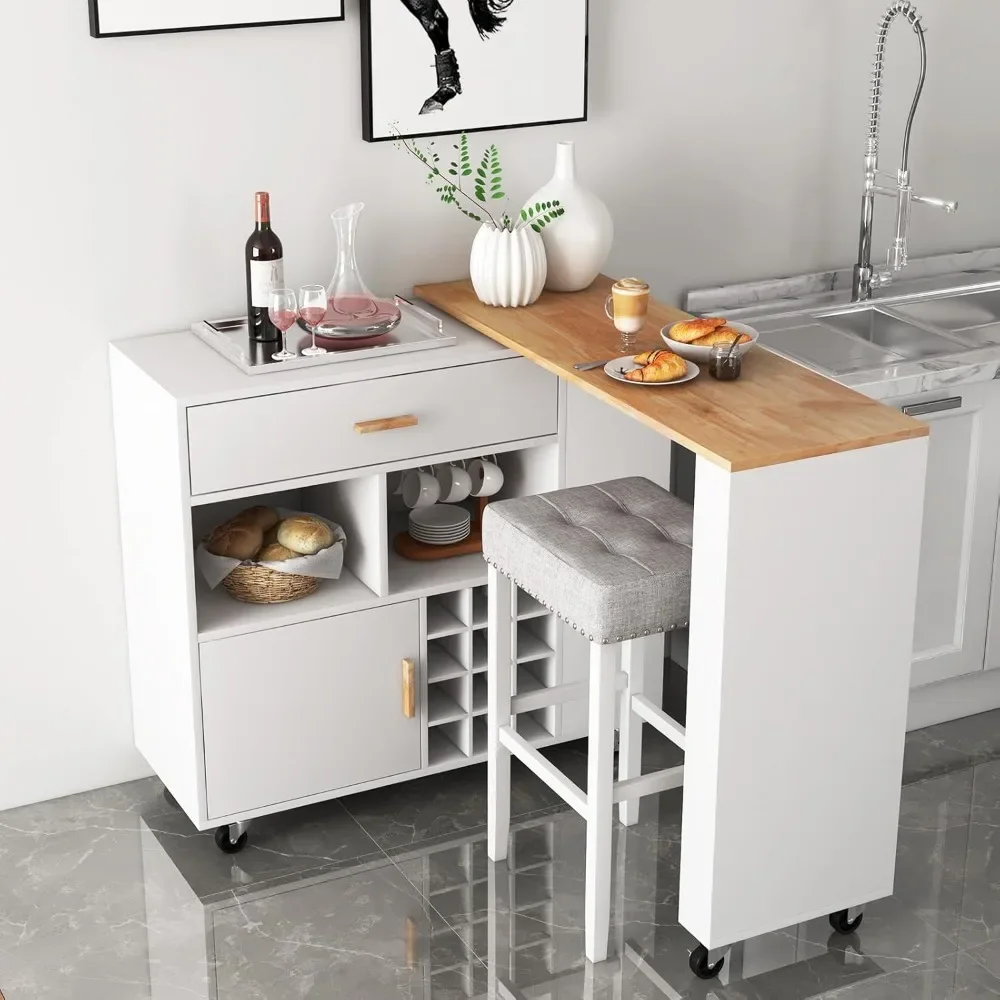 Kitchen Islands & Trolleys Mobile Kitchen Island Cart, Service Cart Bar Combination, Adjustable Shelf Kitchen Furniture