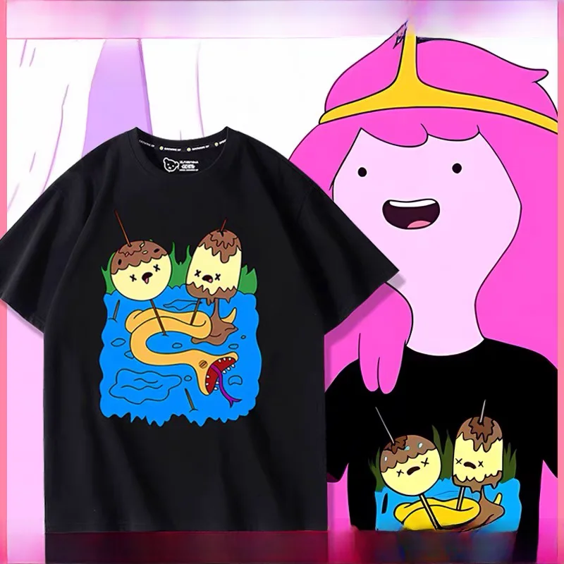 Exploration Time PB Bubblegum Princess Cosplay Short Sleeve T-Shirt Unisex Summer Fashion Cartoon Anime Merchandise Clothing