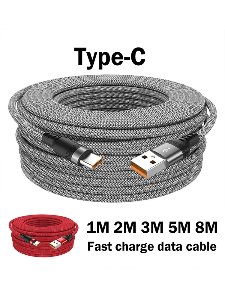Câble Type-C 6A, câble USB super rapide de 8 mètres, compatible avec Huawei, Xiaomi, Switch, SonyPs5, 8M, 5M, 3M, 2M, 1.5M, 1M, Datakabel