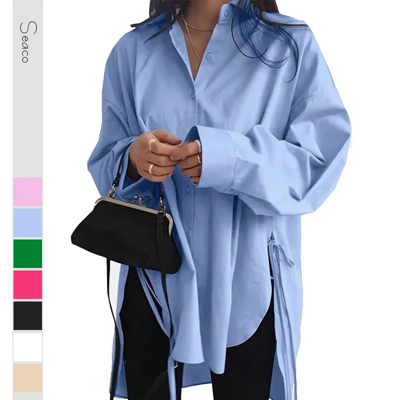 

Рубашки из Европы и Америки, женские топы, ранняя осень, свободные и удобные, короткие, перед сзади, кружевные, тонкие, комфортные для отдыха