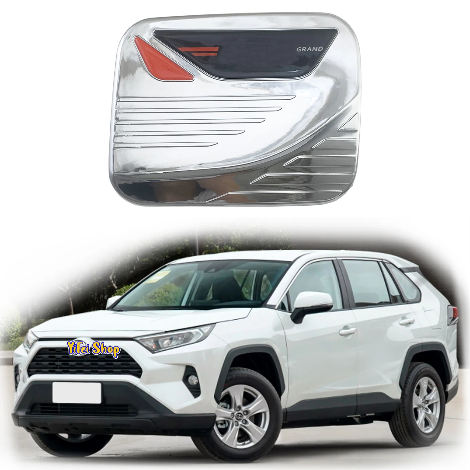 

New Style Car Gloss Chrome Accessories Plated Fuel Tank Covers Cap Exterior Trim Paste 2020 2021 2022 2023 For Toyota RAV4 XA50