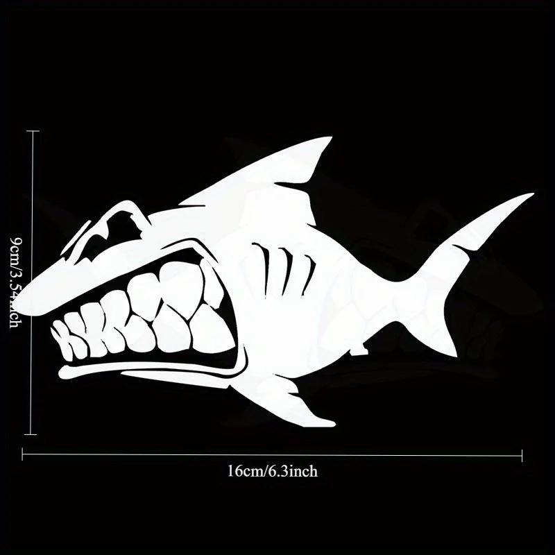 2D Flat Flat Motorcycle Helmet Sticker Cross-Border Foreign Trade Car Sticker Wholesale Shark Teeth Animal Car Window Rear Glass view 3
