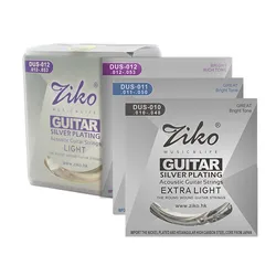 ZIKO DUS 010 011 012 Acoustic Guitar Strings Hexagon Carbon Steel Core Silver Plating Musical Instruments Accessories Parts