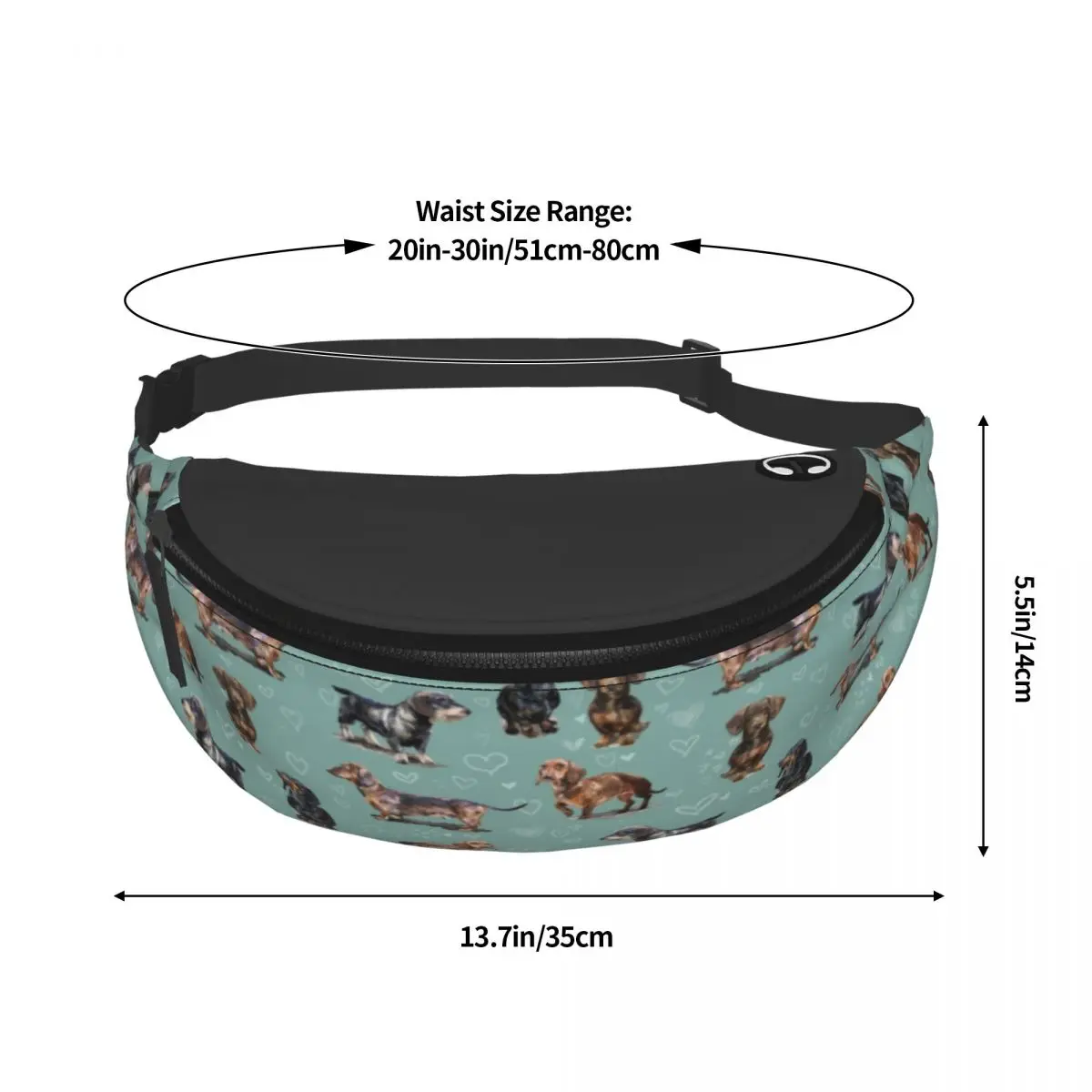 The Dachshund Fanny Pack Men Women Custom Badger Sausage Wiener Dogs Crossbody Waist Bag for Cycling Camping Phone Money Pouch