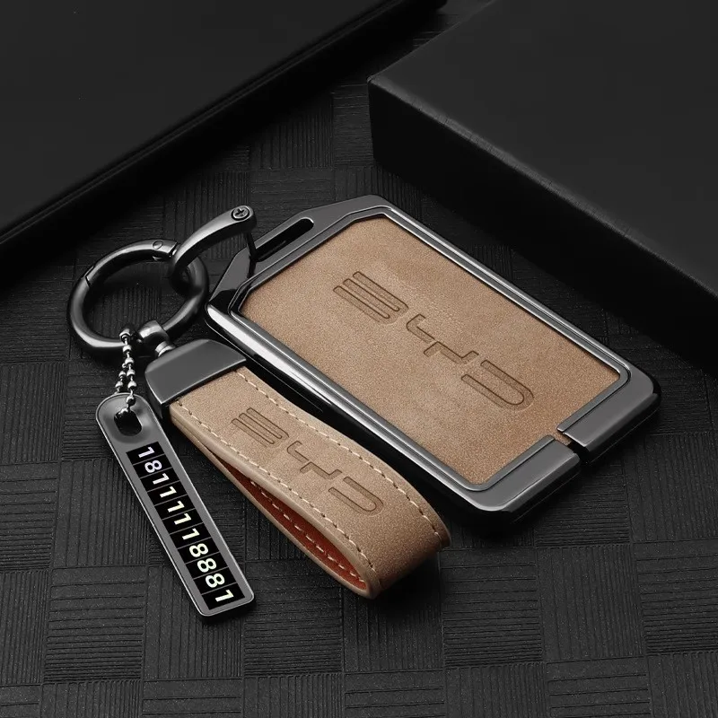 Car Key Leather Card Covers Auto Accessories For BYD Atto 3 Act Seal Tang F3 E6 Yuan Song Plus EV F0 Qin Han Dolphin S7 S6 L3 M6