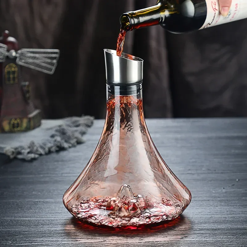 High Grade Guanshan Style Decanter High Borosilicate Glass Wine Bottle Wine Dispenser Snow Mountain Shape 1800ml Red Wine Bottle