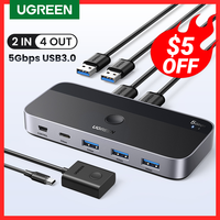 UGREEN USB Switch USB 3.0 Switcher Switch for PC Keyboard Mouse Printer 2 PCs Sharing 4 Devices USB Switch