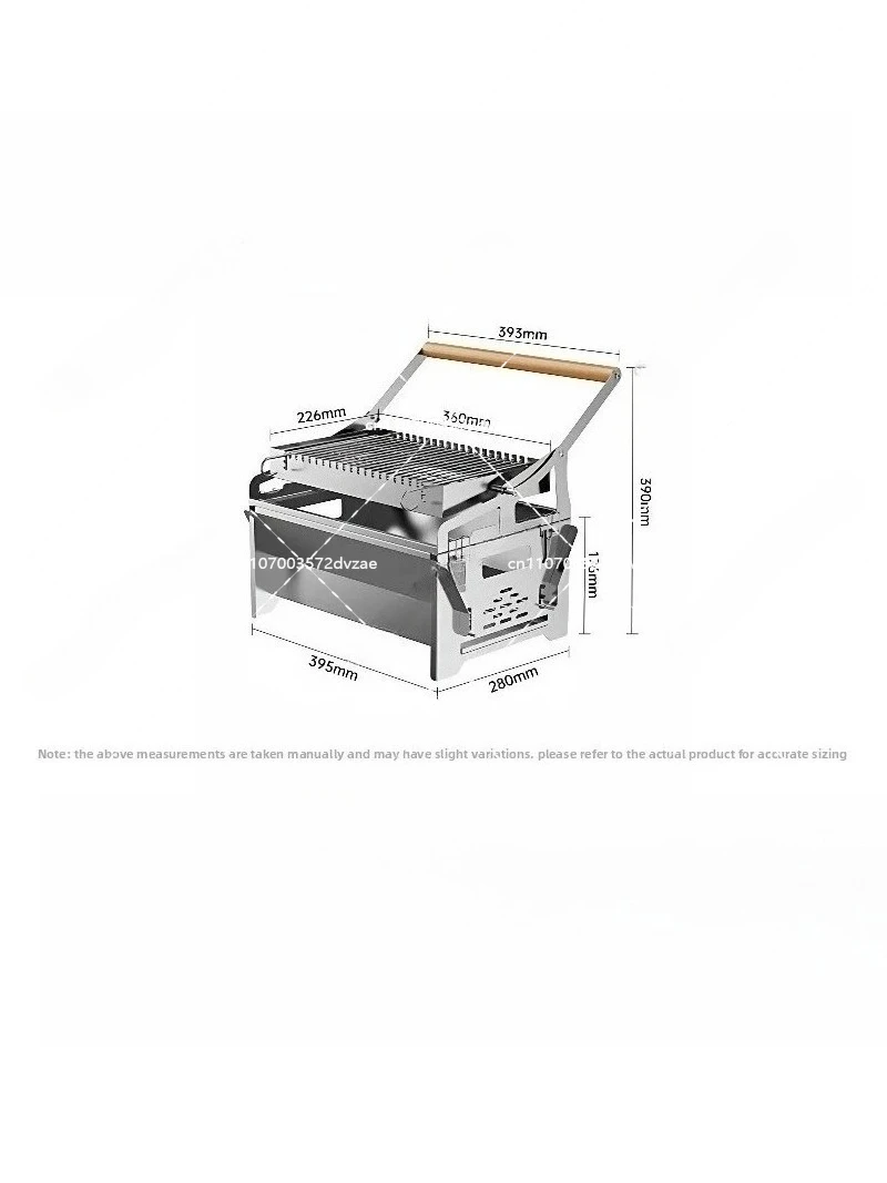 Flip Charcoal Grill Household Outdoor Removable Rotary Mesh Grill