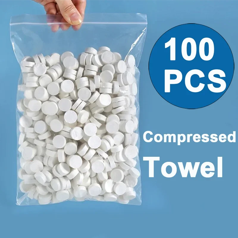 

100PCS Compressed Towel Soft Disposable Coin Tissue Portable Mini Compressed Towel Absorbent Travel BBQ Outdoor Camping