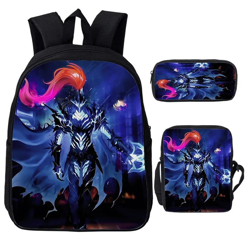 Solo Leveling IGRIS Child Backpacks Shoulder Bag Pencil Case 3pcs Set Large Capacity School Bags for Boys Girls Travel Daypacks
