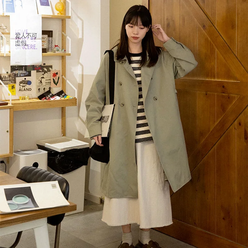 

Тренч для женщин BF Lady Chic Верхняя одежда для отдыха Тонкий Лидер продаж Популярный однотонный минималистичный классический Harajuku Ретро Mujer Ropa Японский стиль