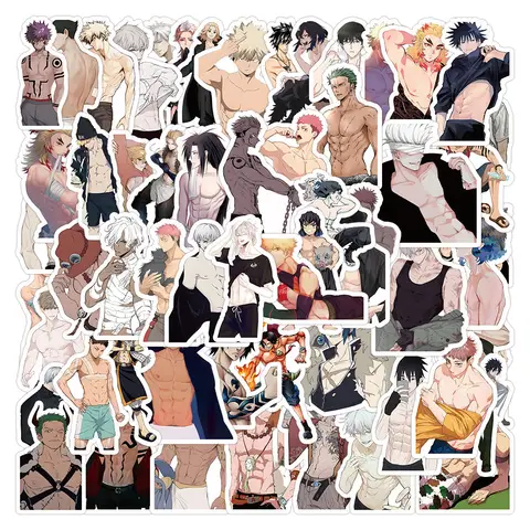 60PCS Anime Muscular Male Lead Stickers Sexy Graffiti Stickers DIY Diary Phone Case Handmade Scrapbook Aesthetic Stickers