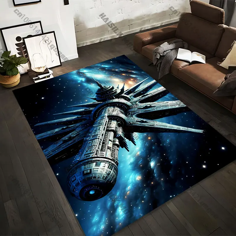 21 Sizes Futuristic spacecraft in outer space Printed Area Rugs for Adult Yoga Mats Living Room Decor Personalized Doormat