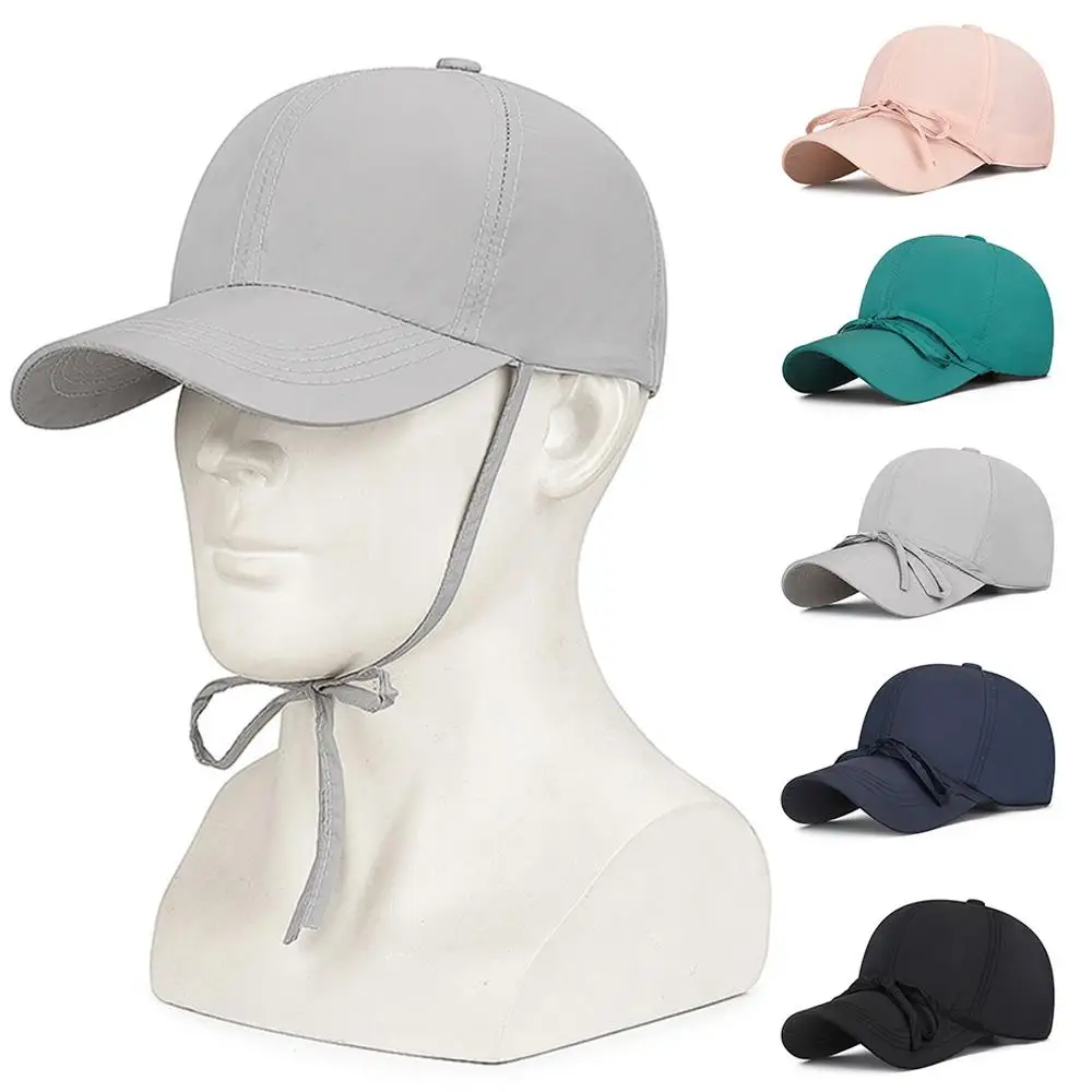 New Baseball Caps With Tie Lanyard Summer Sun Protection Cap Quick Dry Snapback Hat Breathable Outdoor Sunshade Hat Unisex