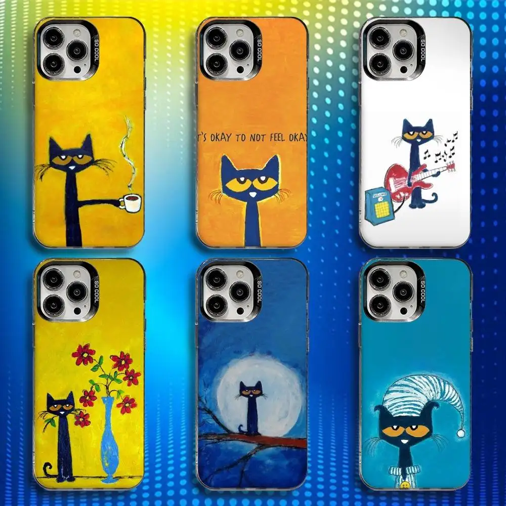 

P-Pete Cat Cute Phone Case For iPhone 16,15,14,13,12,11,Mini,Pro,SE,MAX White Matte Shockproof Cover