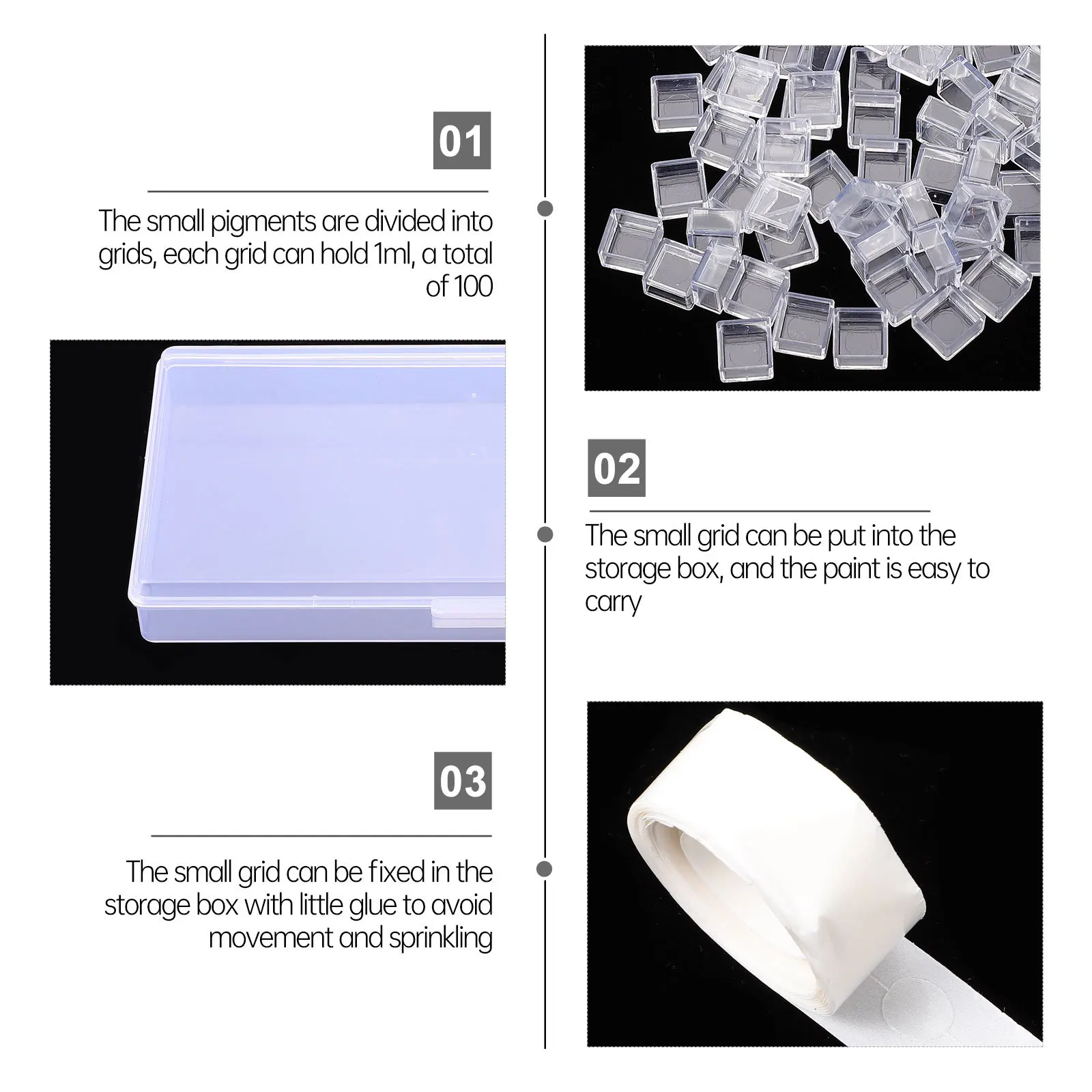 

1Set Clear Plastic Watercolor Pigment Box Durable Mini Divided Storage Container Practical for Home Studio Outdoor Painting