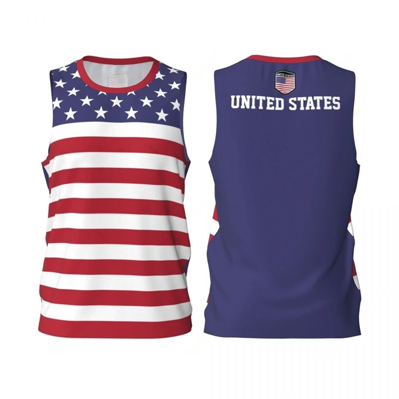 United States Flag Basketball Jersey Fashion Casual 3D National Emblem Printed Sports T Shirt Loose Quick Dry Breathable Tees