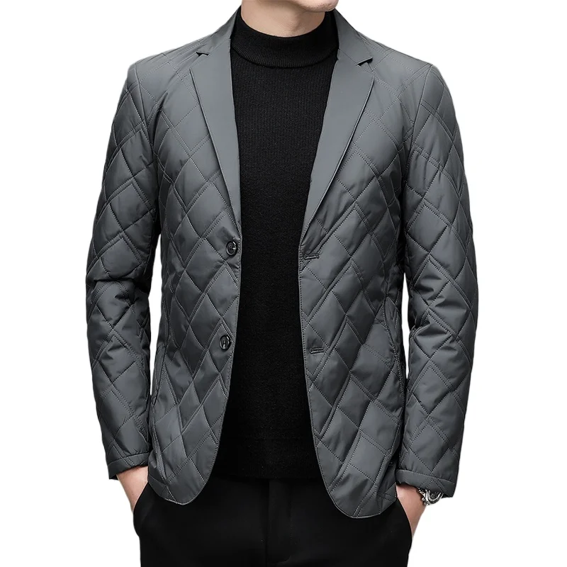 High-quality Leisure Mulberry Silk Suit Fashionable Handsome Cotton-padded Jacket Young Men\'s Suit Collar Cotton-padded Jacket