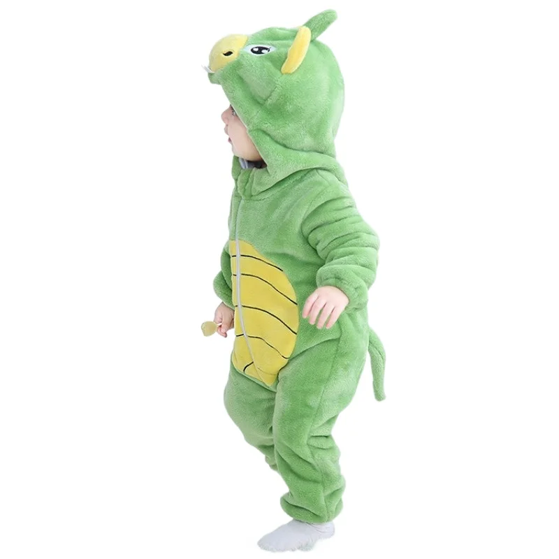 Child Green Cartoon Dinosaur Cosplay Costume Boy Girls Toddler Animal Jumpsuit Baby Rompers Infant Clothes Pyjamas Kids Kigurumi