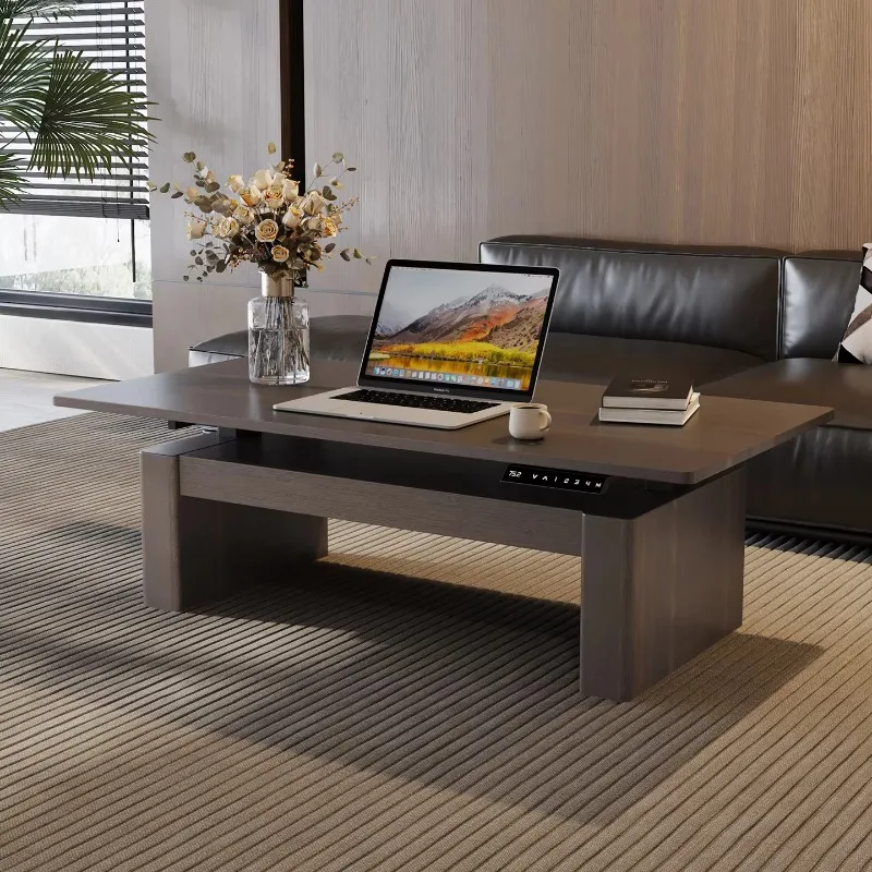 Direct Sale Adjustable Height Tea Table Modern Living Room Center Table with Acrylic/solid Wood Support Legs