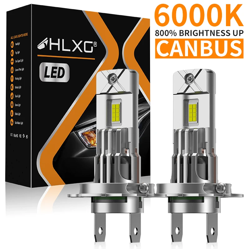 

HLXG H4 H7 LED Car Headlight Canbus No Error 1:1 Size Wireless Plug&Play 7535 CSP Chip Mini Led Light With Fan 12V 6000K 2Pcs