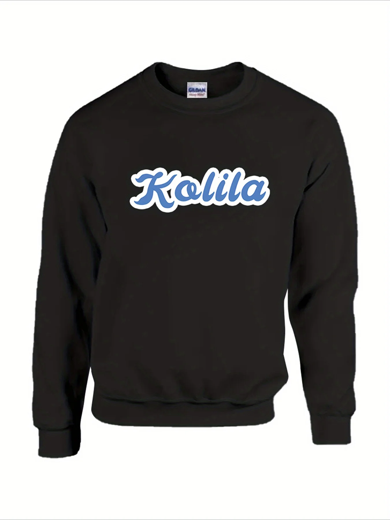 سترة KOLILA برقبة دائرية مطبوعة بأحرف زرقاء، سترة من ألياف البوليستر فائقة النعومة على الطراز الكلاسيكي، عصرية وبسيطة للرجال #1