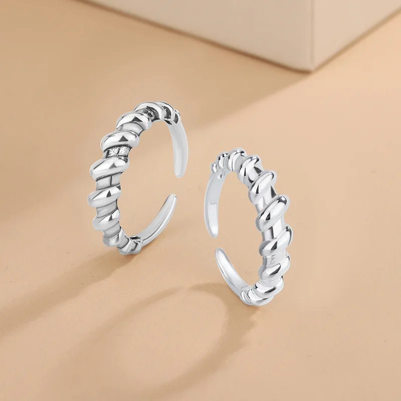 925 Sterling Silver Bull horn Open Rings For Women Engagement Wedding Party High Quality Jewelry Jewellery Argent 925