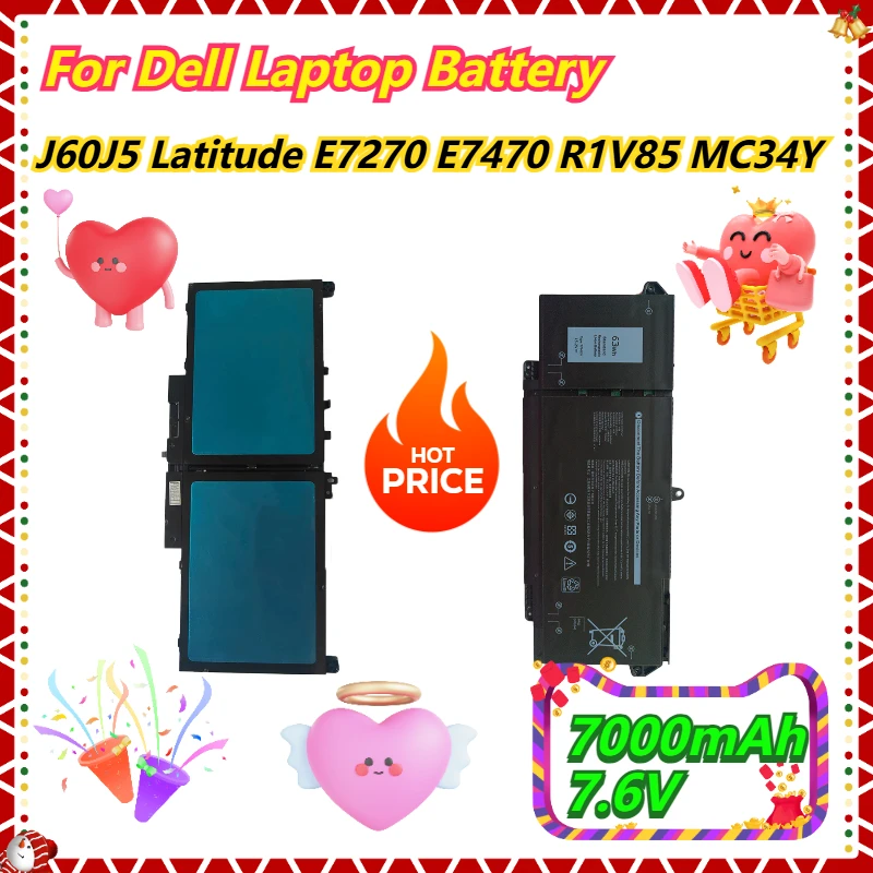 

7000mAh 7.6V For Dell J60J5 Latitude E7270 E7470 R1V85 MC34Y Laptop Battery