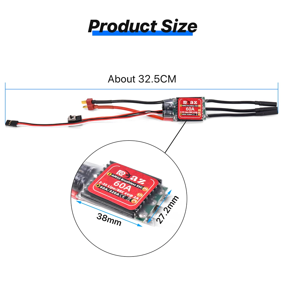 9IMOD AM32 60A Brushless ESC 2-3S 6V/2A For 2847/540/3650 Brushless Motors For 1/10 Traxxas Slash Tamiya HSP Remote Control Car
