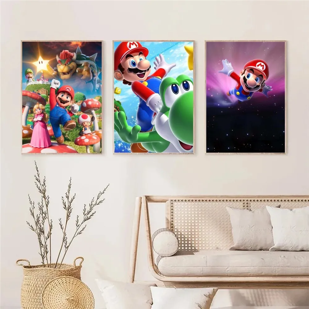 1pc Super Mario Bros Self-adhesive Art Poster Waterproof Paper Sticker Coffee House Bar Room Wall Decor