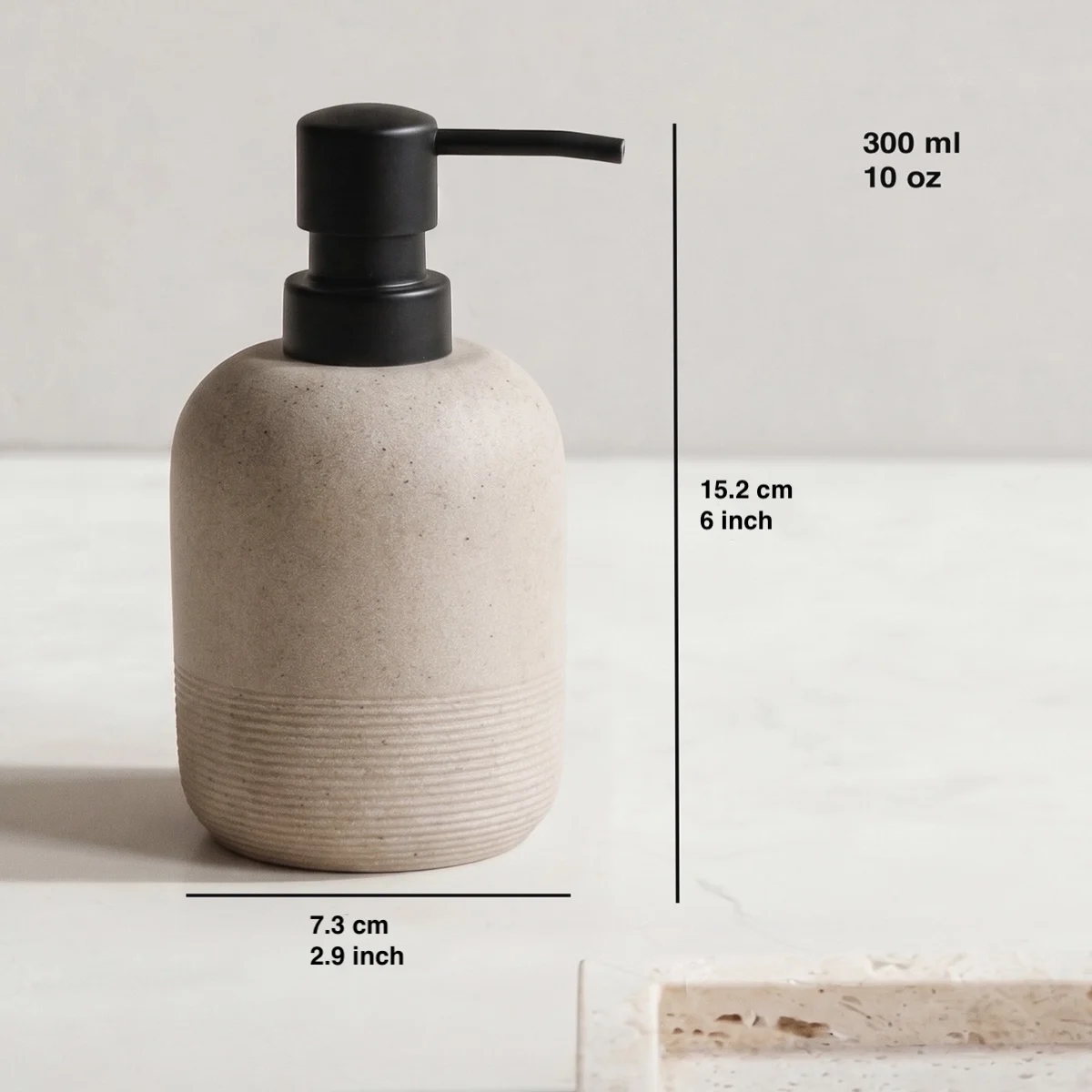 High End Sandstone Resin Soap Dispenser for Bathroom,Refillable Liquid Dish Soap Dispenser Bottle