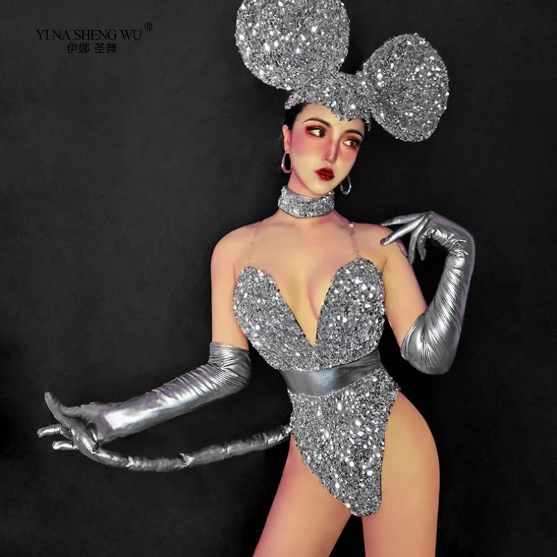 Bar Performance Costume, New Sexy Gogo Collar Dance Costume, Sequined Women's Atmosphere, Touring One-piece Stage Outfit