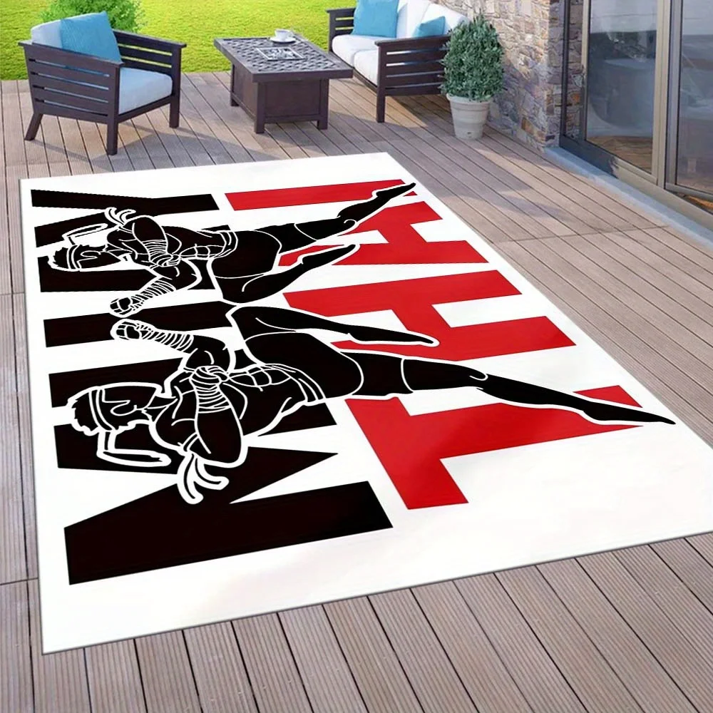 Flannel Printed MMA Fighter Rug Combat Sport Design Soft Fleece Floor Mat Outdoor Patio Carpet Martial Arts Decor Rugs