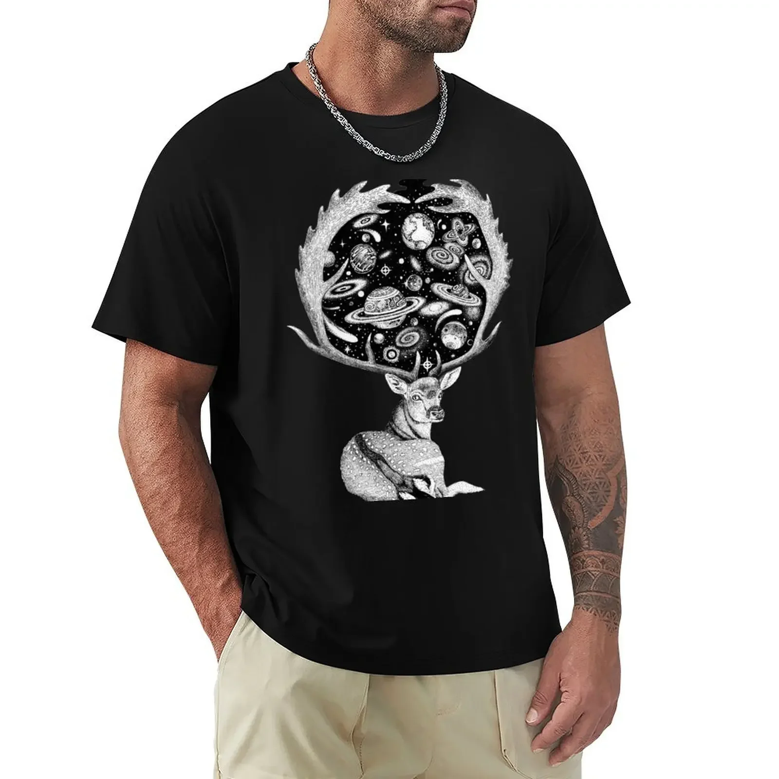 

Space Deer T-Shirt baggy shirts anime plus sizes mens graphic t-shirts big and tall