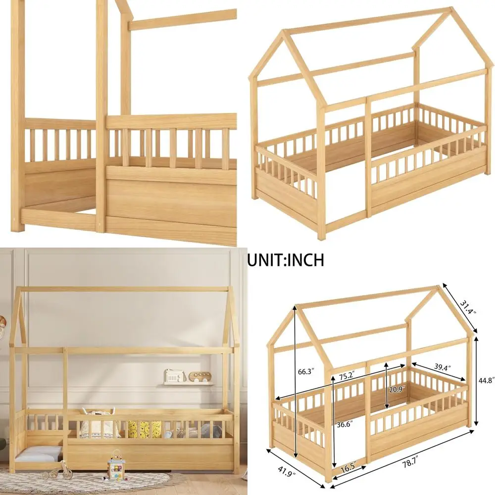 

Двухъярусная кровать с высокими бортиками для детей, массив дерева, подходит для мальчиков и девочек, натуральная отделка