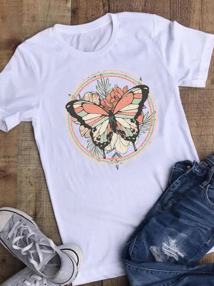 

Женская футболка с коротким рукавом и принтом, в стиле 90-х