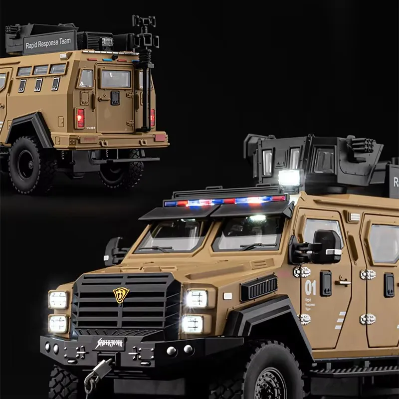 1:24 miecz ząbkowany tygrys przeciwwybuchowy model samochodu odlewany metal policja opancerzone pojazdy terenowe Model samochodu dźwięk światło zabawka dla dzieci