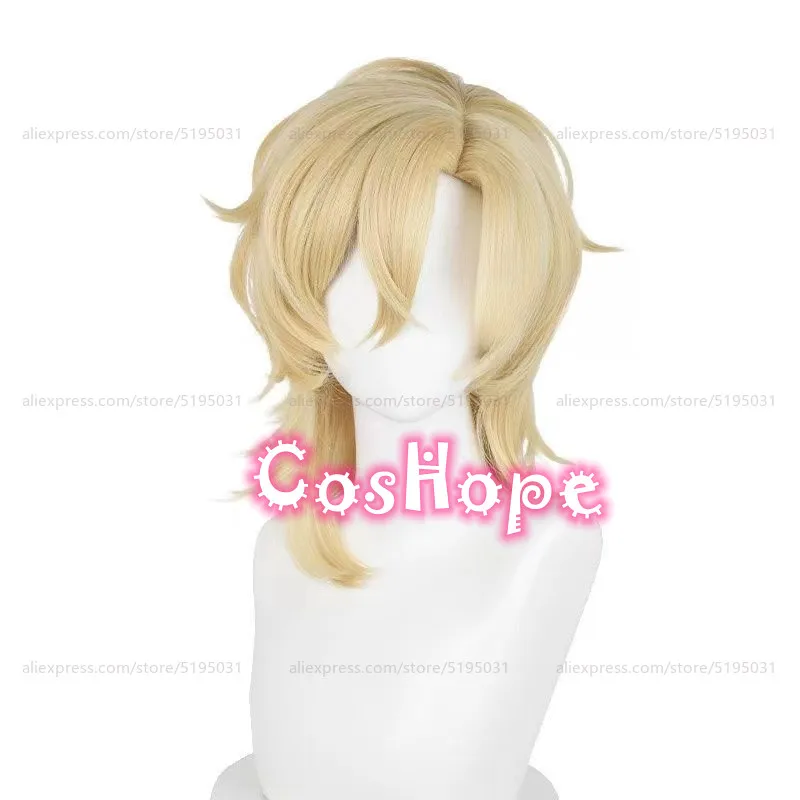 HSR Aventurine Cosplay Wig 40cm Short Hair Golden Wig Cosplay Anime Cosplay Wigs Heat Resistant Synthetic Wigs