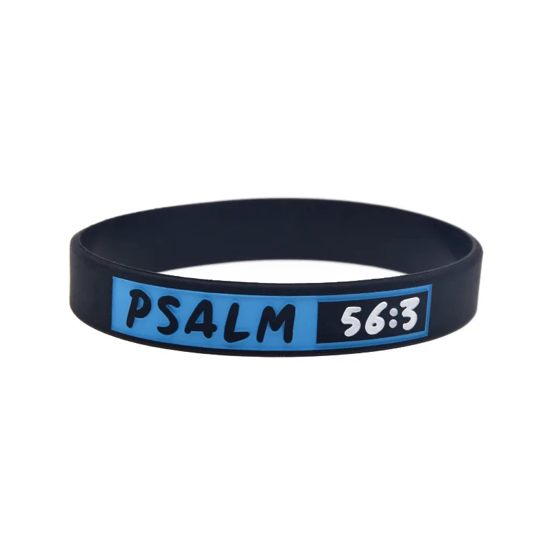 1 PC JUDE 1:2 PSALM 56:3 JAMES 4:8 ROMANS 12:12 Silicone Bracelet 1/2 Inch Wide Band