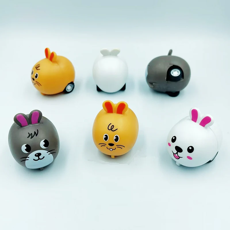 5Pcs/bag Funny Mini Animal Car Toy Kids Cartoon Rabbit Pull Back Car Children's Puzzle Toys Boys Girls Fun Holiday Birthday Gift