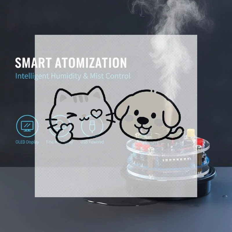 USB Humidifier Mist Electronic Diy Kit Oled Display Temperature And Humidity Spray Circuit Board Manufacturing Welding Practice
