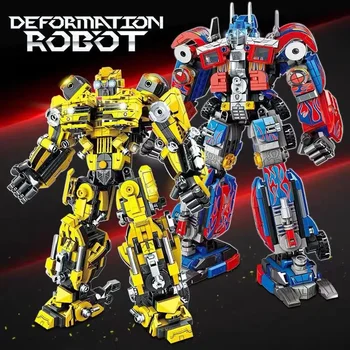 New 2 in 1 Deformation Robot Mecha Building Blocks Sets Bricks Kit Transformation Cars Birthday Toys for Children Kids Gifts Boys