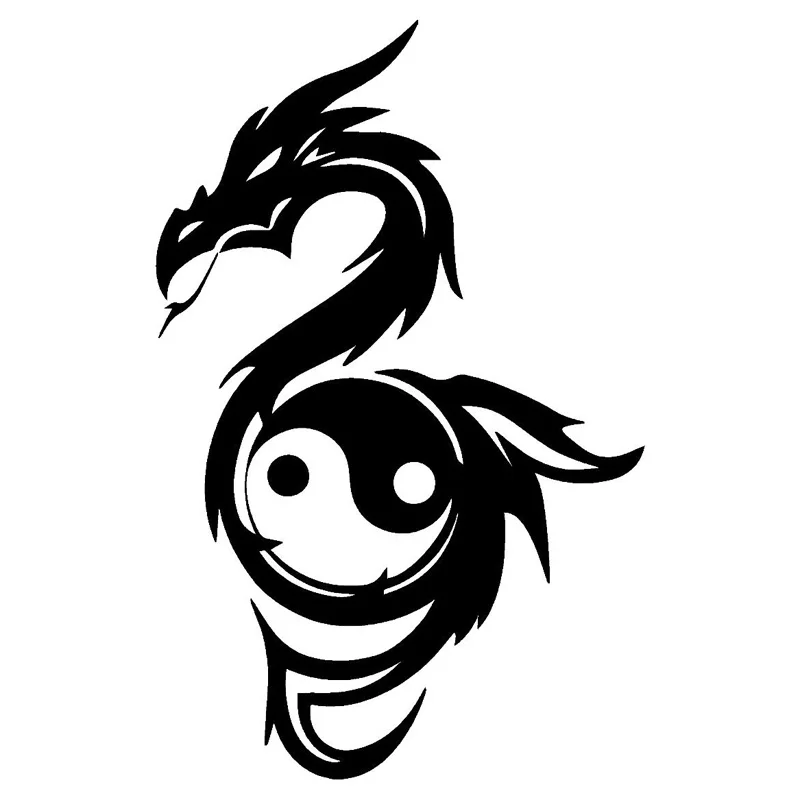 Car Sticker Personalized Yin Yang Dragon Classic Chinese Culture Car Model Sticker PVC Car Sticker Black/White, 15cm*15cm